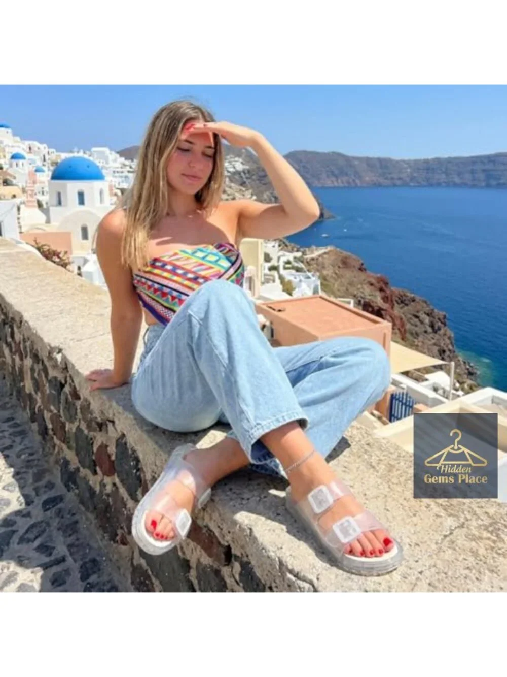Water Resistant Double Buckle Adjustable Slides Women's Sandals